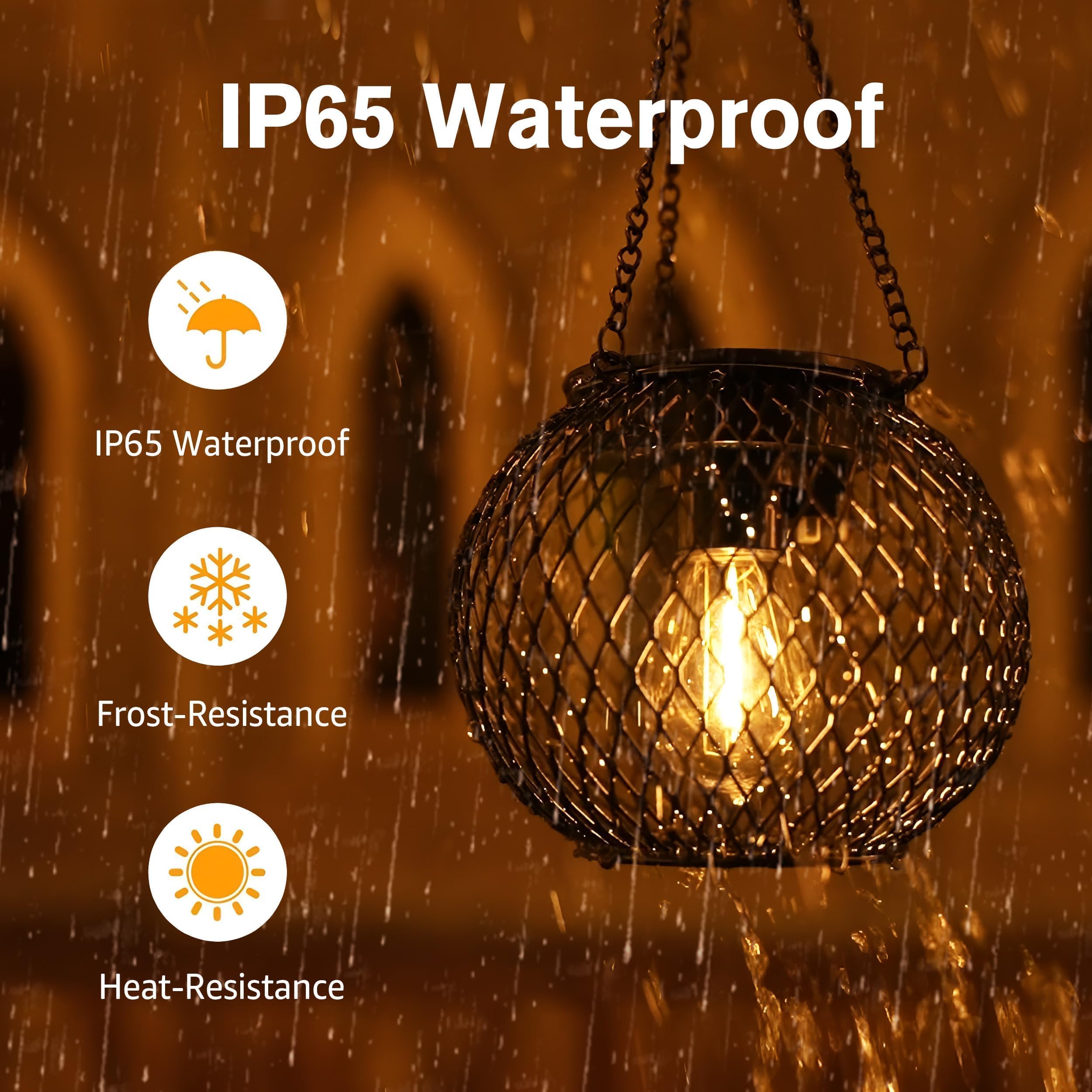 SyouHome Solar Lanterns Outdoor, 2 Pack Brighter Metal Solar Hanging Lanterns, IP65 Waterproof Solar Lights Outdoor, Gardening Gifts & Decor for Garden Yard Patio Pathway