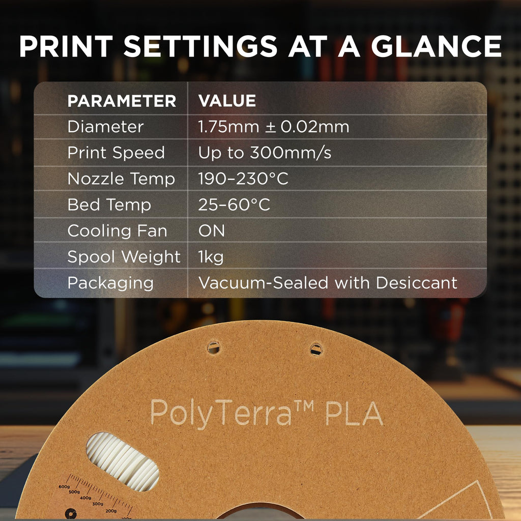 Polymaker Matte PLA Filament Matte Cotton White 1.75mm 1kg 3D Printing Filament, PolyTerra 3D Printer PLA Filament