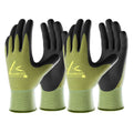 COOLJOB 2 Pairs Bamboo Gardening Work Gloves for Women and Men, Breathable Rubber Coated with Touch Screen, Non Slip Grip for Workers, Gardeners, Drivers, Green, Small