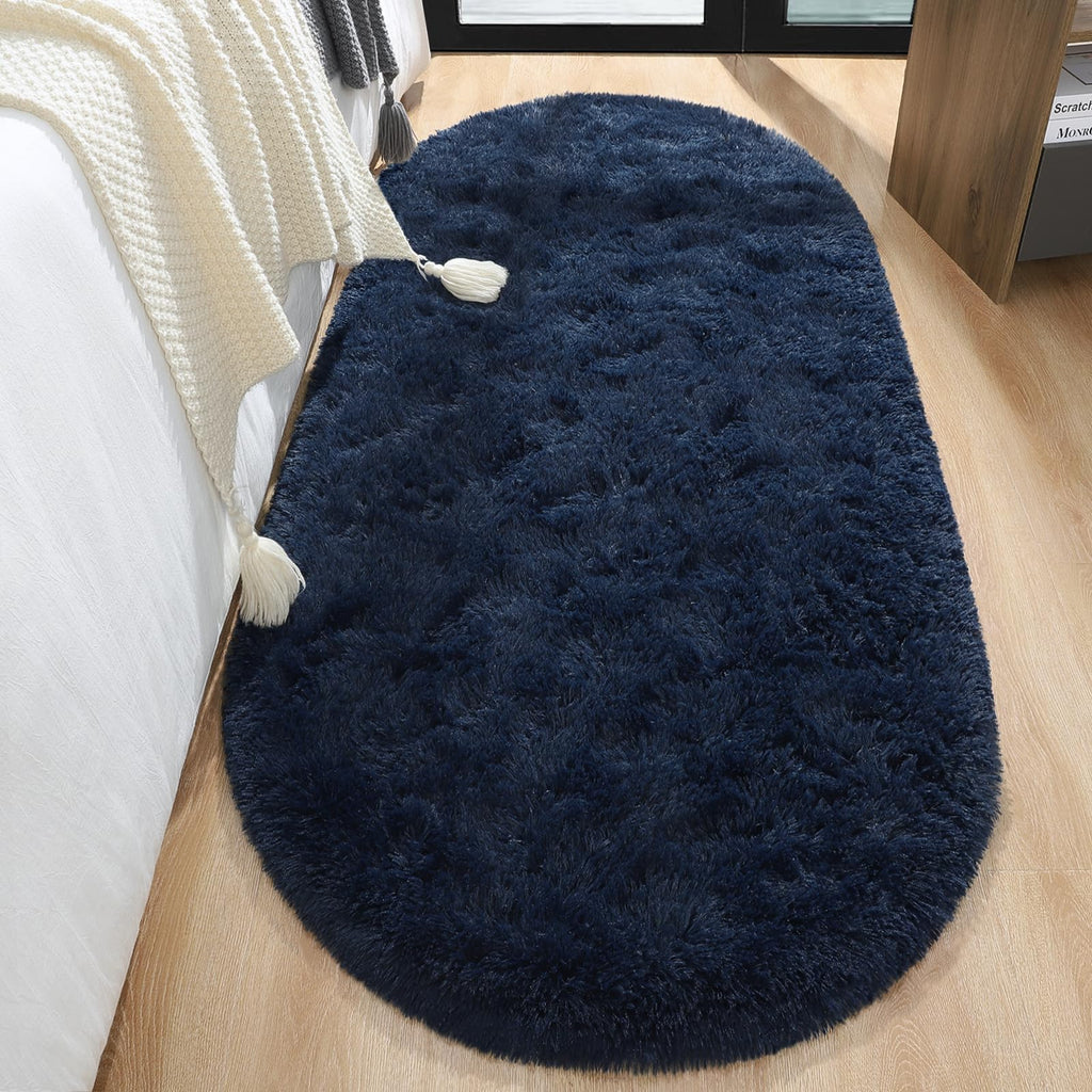 LOCHAS Ultra Soft Children Rugs Room Mat Modern Shaggy Area Rugs Home Decor 2.6' x 5.3', Navy
