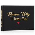 Artmag What I Love About You Fabric Book, Fill-in-The-Blank Love Journal Book for Couples Husband Wife Him Her Birthday Christmas Gifts Stocking Stuffer (Black)