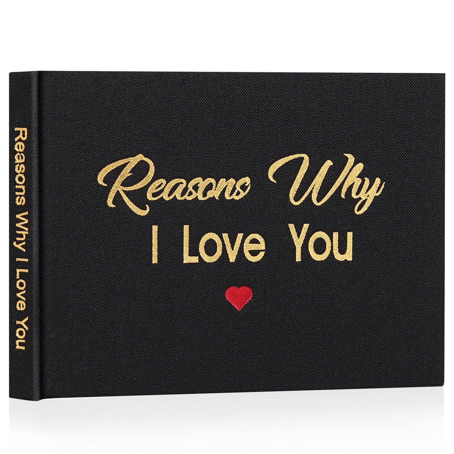 Artmag What I Love About You Fabric Book, Fill-in-The-Blank Love Journal Book for Couples Husband Wife Him Her Birthday Christmas Gifts Stocking Stuffer (Black)