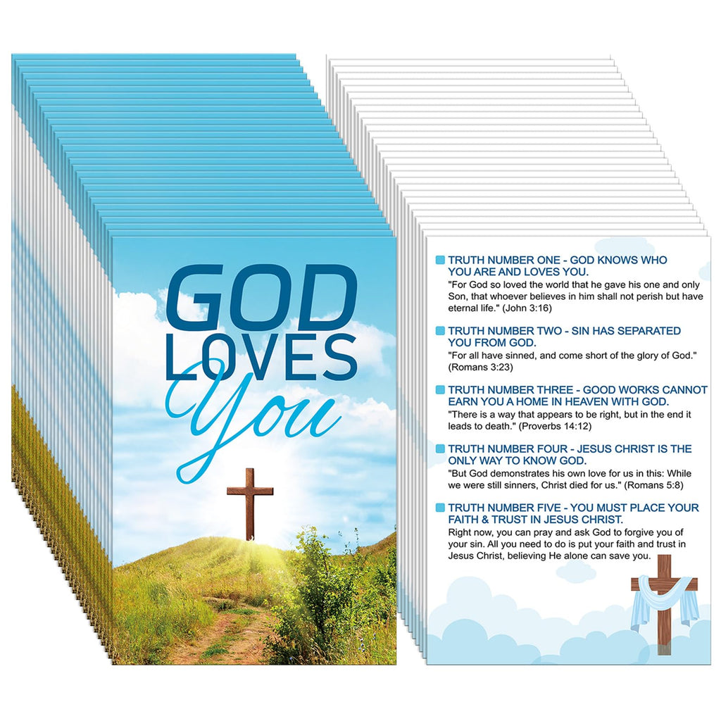 Noveread 200 Pcs Gospel Tract Card Salvation Cards Pocket Holy Postcard Prayer Postcards Christian Inspirational Bible Verses Bookmark for Christian Gift(God Loves You)