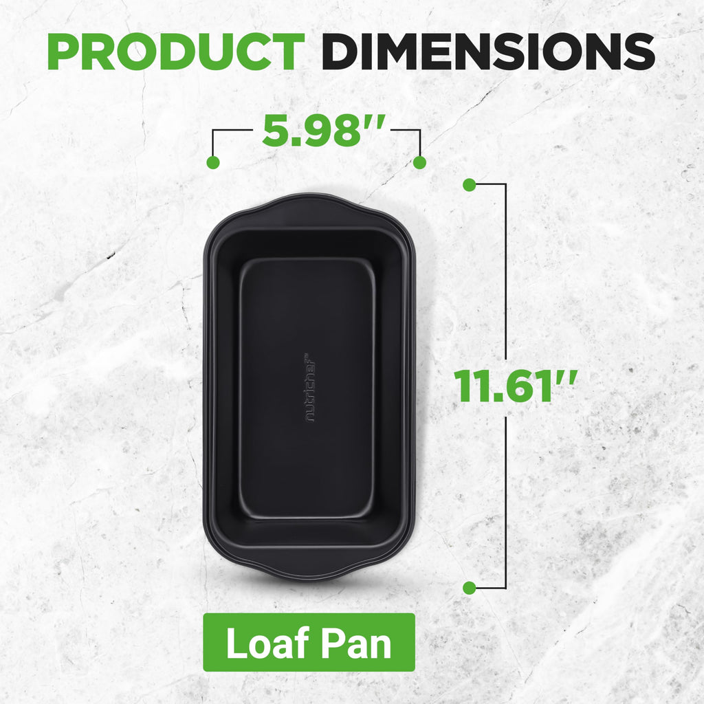 NutriChef Loaf Pans - 4 Piece Nonstick Bread Loaf Pan with Easy Grip Handles, Heavy Duty Carbon Steel, Idea for Cakes, Bread, Loaves and Meatloaf, Dishwasher Safe, 11.6"x5.9"