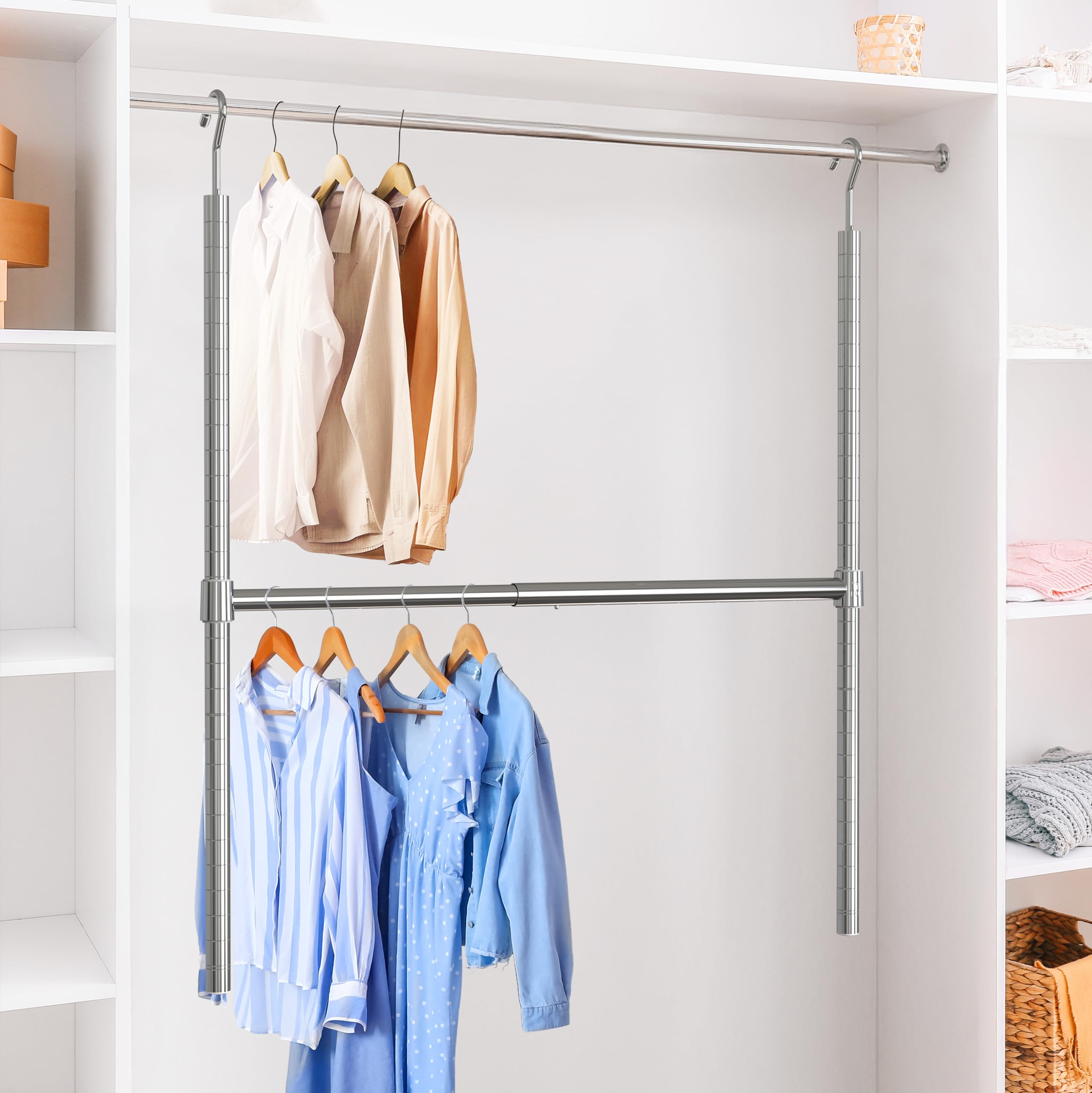 Simple Houseware 18 to 30 Inch Adjustable Closet Hanging Rod, Chrome