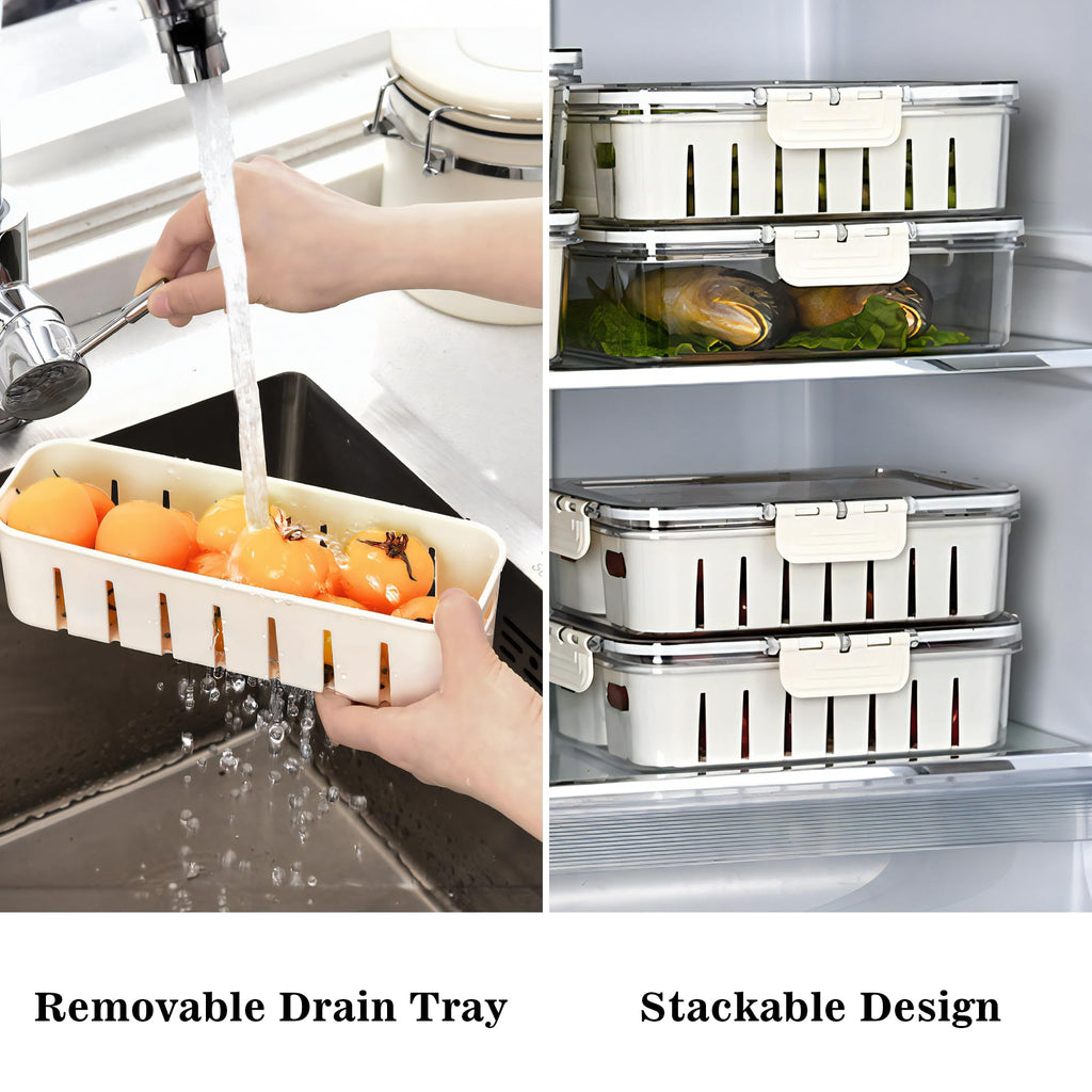MineSign Divided Snackle Box with Lids Stackable Food Serving Tray for Fruit&Veggie Plastic Fridge Storage Container for Pantry Freezer Clear Snack Box for Meal Prep Candy Nuts Spice