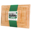 Freshware Wood Cutting Boards for Kitchen - Bamboo Cutting Board Set of 3, Cutting Boards with Juice Grooves, Serving Board Set, Chopping Board for Meat, Veggie, Easy Grip Handle (9x6, 12x8, 15x10)
