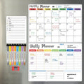Hivillexun Magnetic Dry Erase Calendar Whiteboard Set (3-Pack) for Fridge, Wall, and Home Organization with Monthly, Weekly & Daily Planners, Includes 8 Markers & 1 Eraser