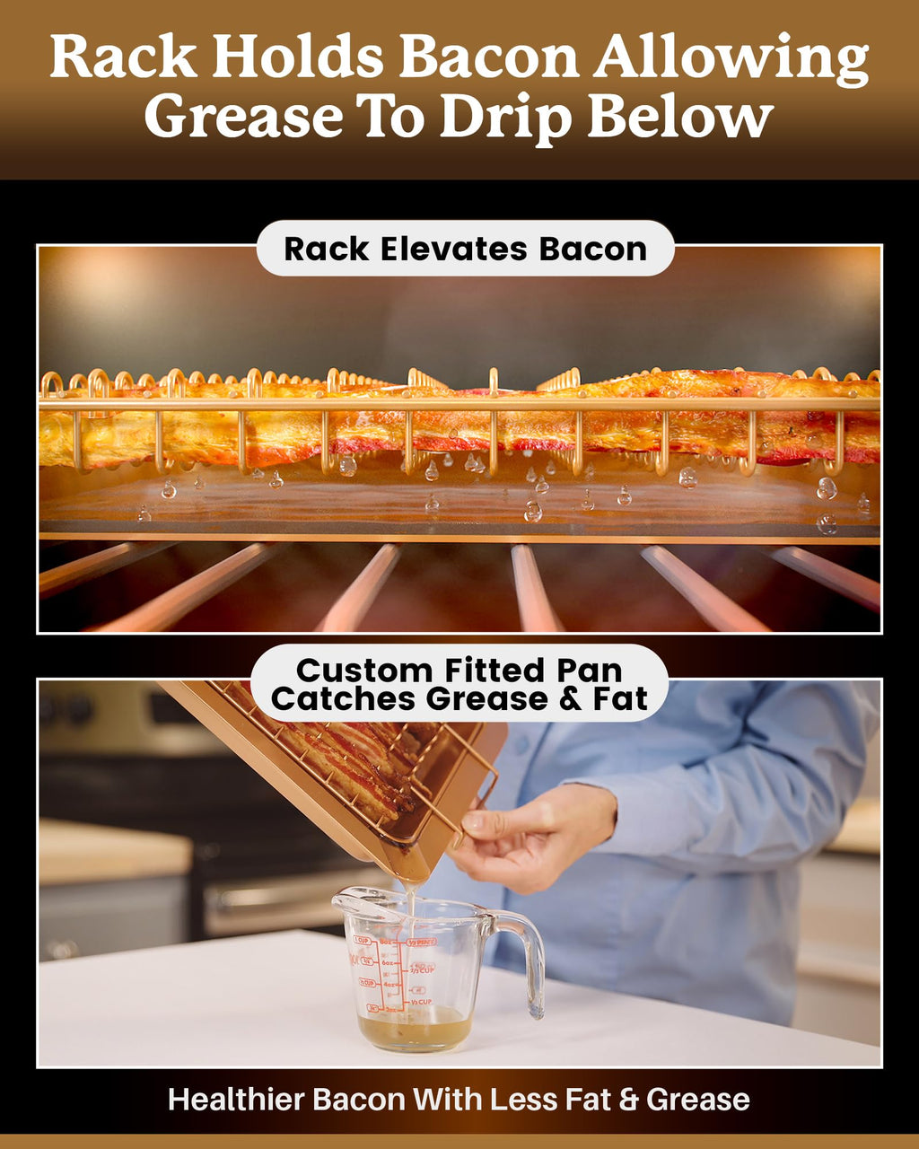 Bacon Bonanza by Gotham Steel Oven Healthier Bacon Drip Rack Tray with Pan – As Seen on TV