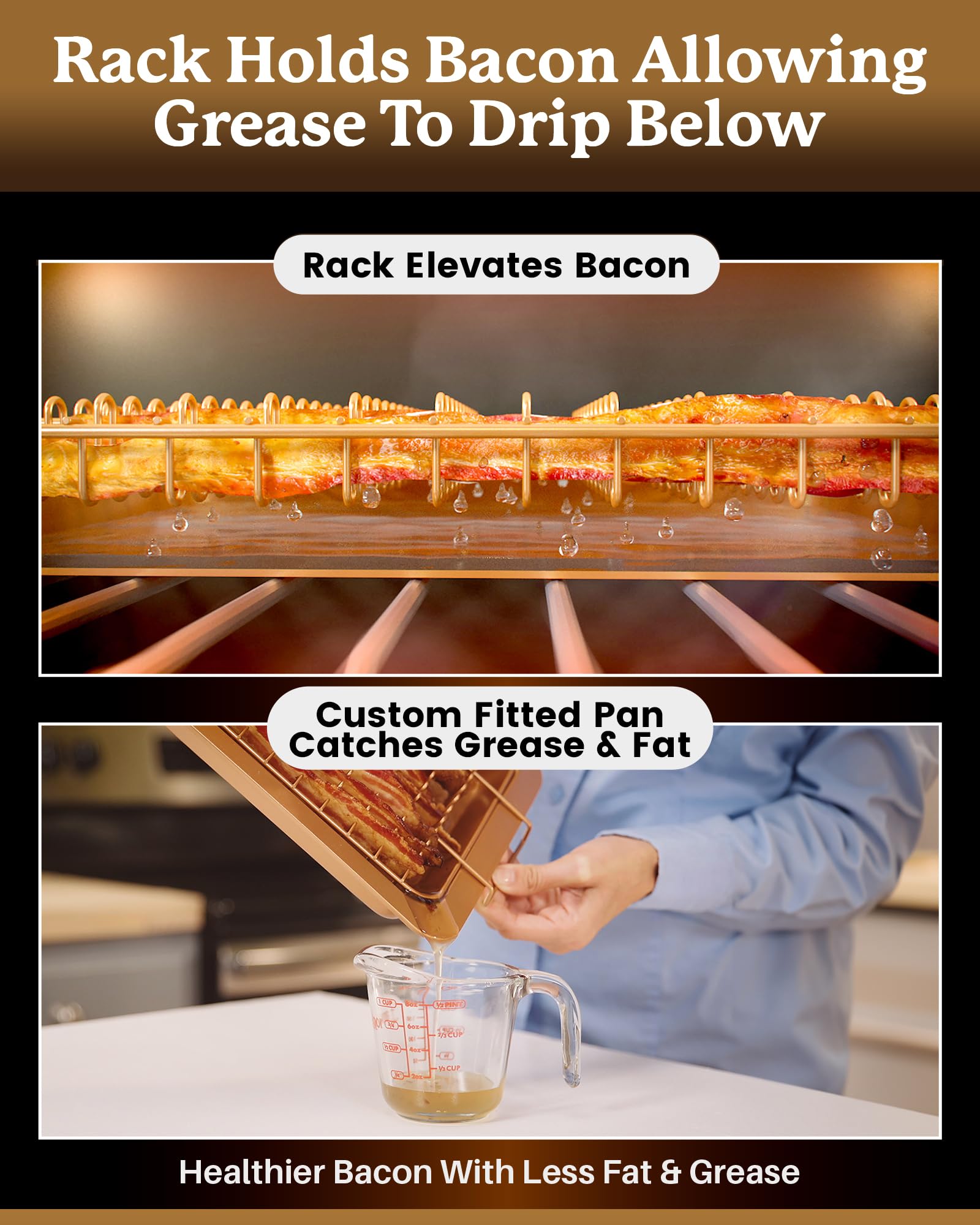 Bacon Bonanza by Gotham Steel Oven Healthier Bacon Drip Rack Tray with Pan – As Seen on TV