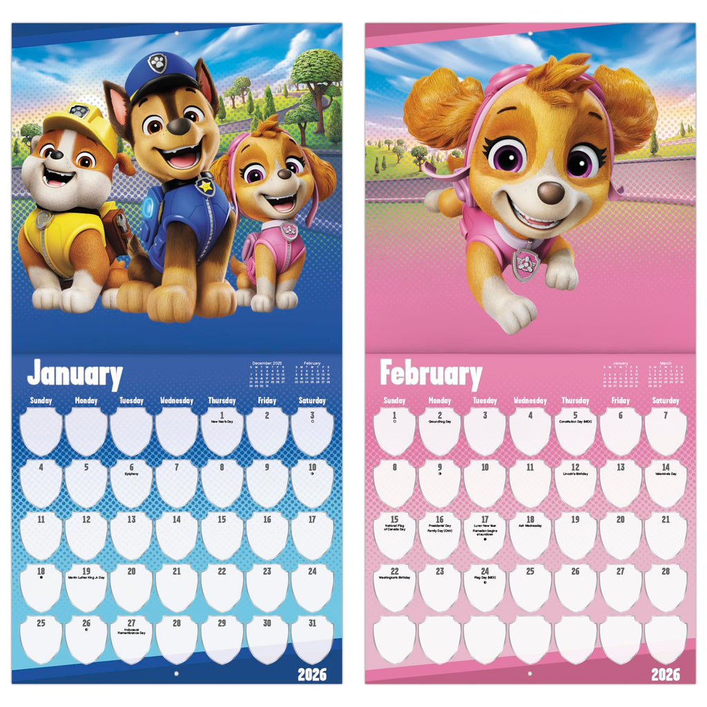 2026 Paw Patrol Wall Calendar