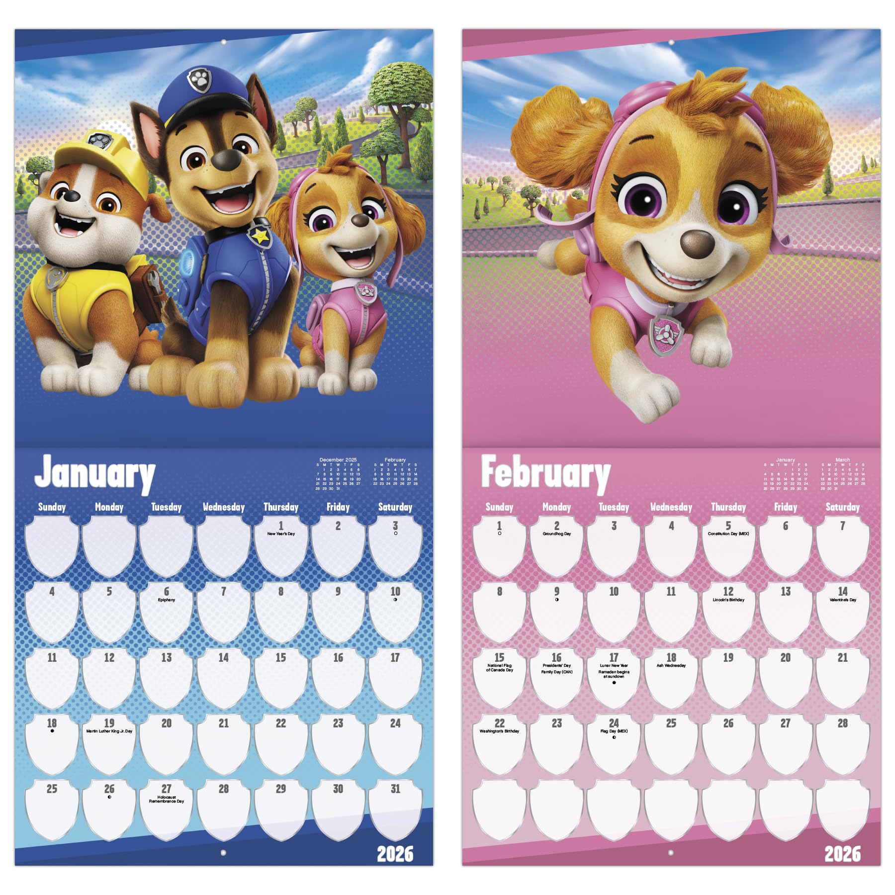 2026 Paw Patrol Wall Calendar