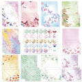 160 Pcs Watercolor Stationery Paper and Envelopes Set, 50 Pcs Butterfly Letter Writing Paper 50 Pcs Matching Envelopes Flower Lined Stationary Paper for Party Girls Office School Supplies