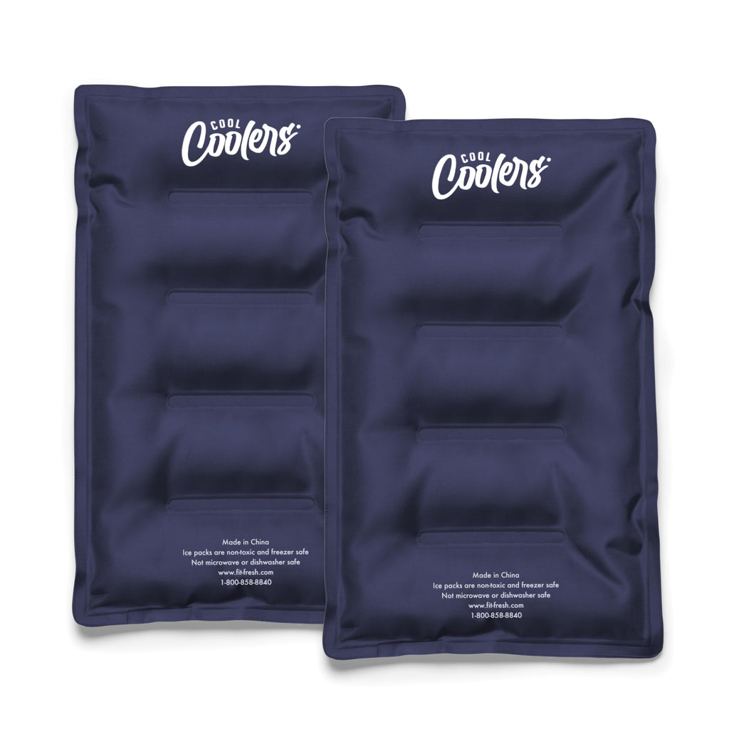 Cool Coolers 2 Pack Soft Ice Packs for Cooler, Flexible Stretch Nylon, Lunch Box Ice Packs, Ice Packs for Lunch Boxes, Large Reusable Freezer Packs, by Fit & Fresh, Midnight Blue