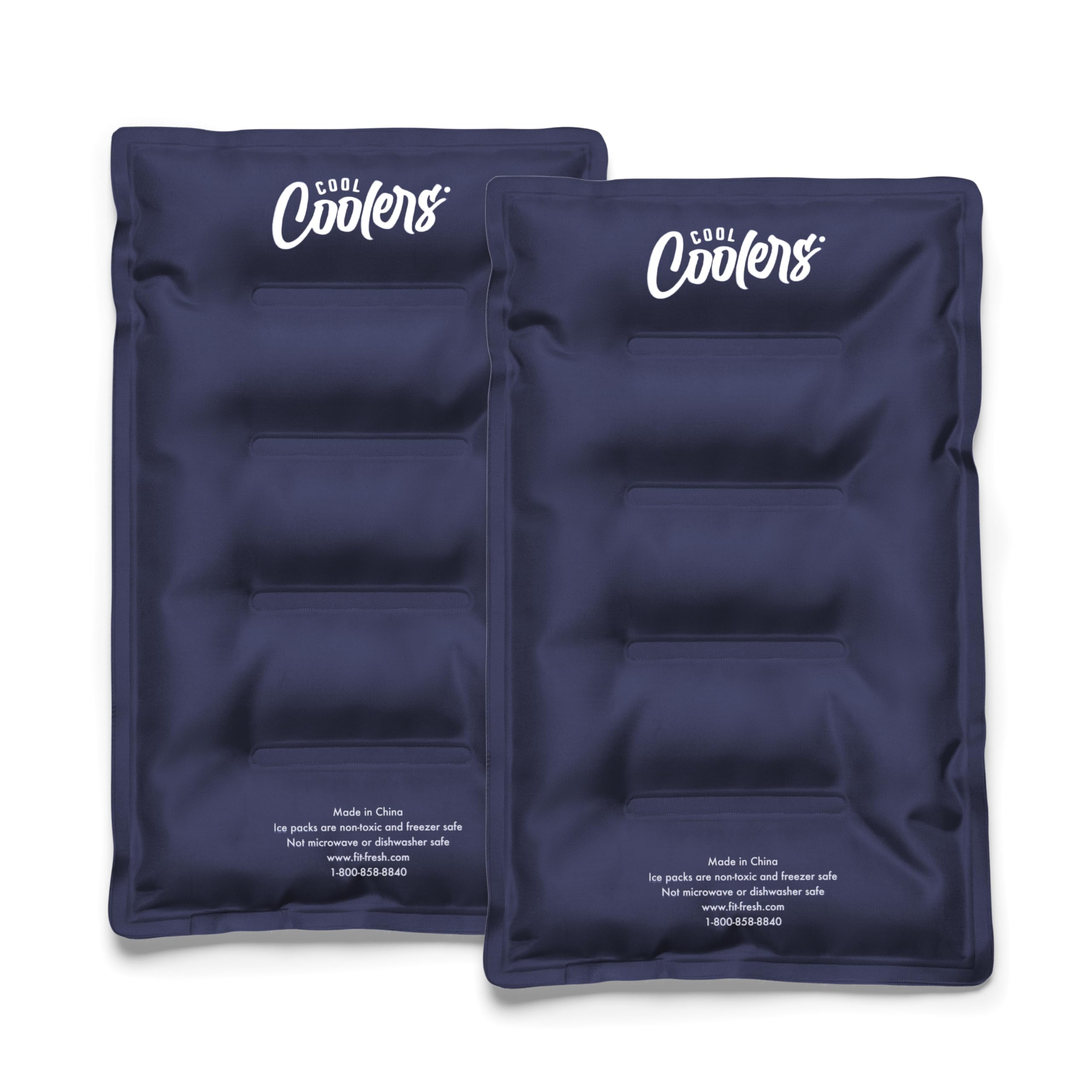 Cool Coolers 2 Pack Soft Ice Packs for Cooler, Flexible Stretch Nylon, Lunch Box Ice Packs, Ice Packs for Lunch Boxes, Large Reusable Freezer Packs, by Fit & Fresh, Midnight Blue
