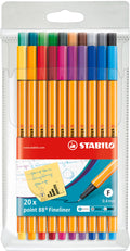 STABILO Fineliner point 88 - Wallet of 20 - Assorted Colors