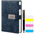Diary with Lock for Women, 3D Embossed Journal with Lock, 224 Pages Wide lined Notebooks, PU Leather with Pen and Stickers Planner Organizer for Women & Men