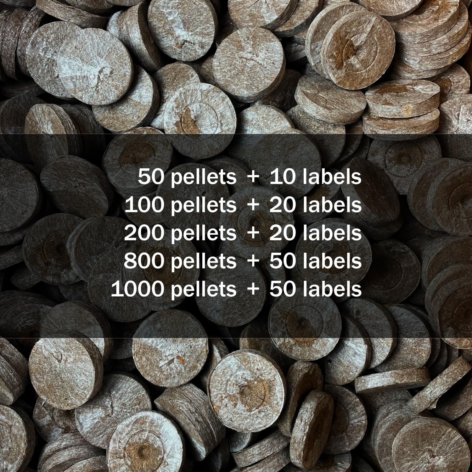 50 Count - Jiffy-7 Organic Peat Pellets with 10 Plant Labels, 42mm, Biodegradable Cornstarch Netting - Sproutlike