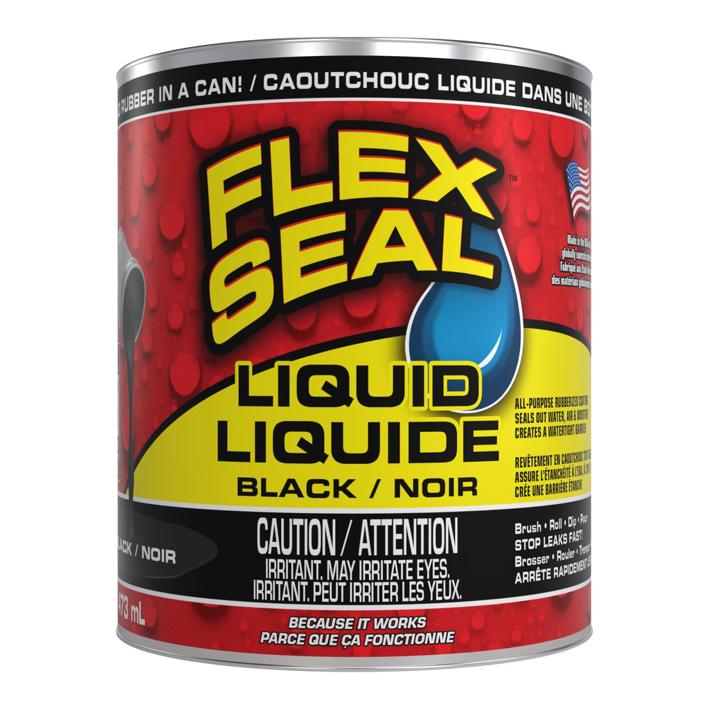 Flex Seal Liquid - Waterproof Rubber Seal, Patch Leaks, Repair Multi-Surface Indoor & Outdoor; Thick Coating Great for Roofs, Cracks, Gutters, Concrete, Basements, Foundations, Black, 16 oz (473 mL)