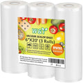 W&Y Vacuum Sealer Bags - 6" x 20' (3 Rolls), Reusable & Sous Vide, Commercial Grade, Embossed Texture, BPA-Free, Food Saver Vacuum Sealer Bags Rolls for Packing, Freezer & Cooking Storage