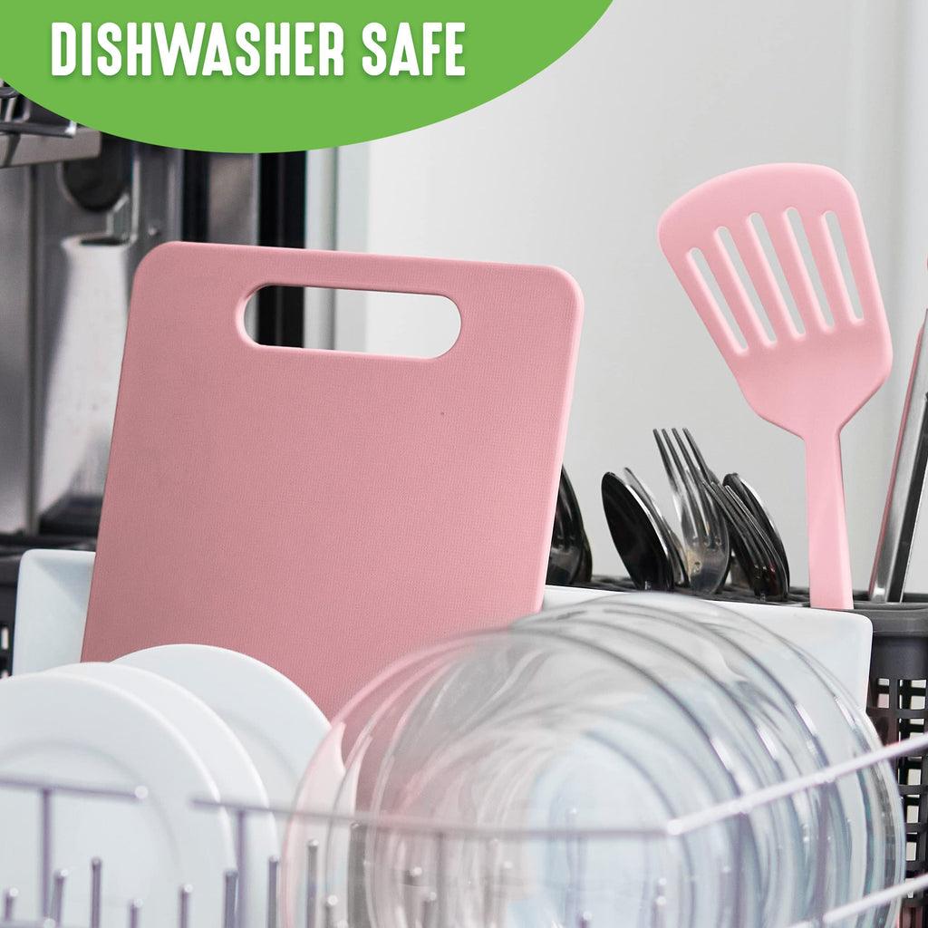 GreenLife Cutting Board Set 8x12 & 10x14, Extra Durable, Meal Prep, Non-Slip, Grip Handles, Crack Resistant, Dishwasher Safe, Reversible, Versatile Kitchen Essentials, Soft Pink