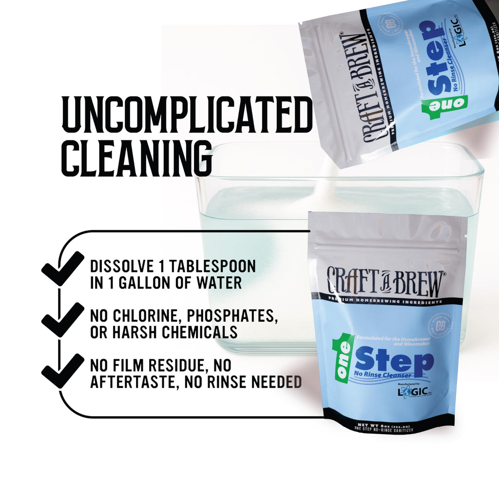 Craft A Brew - One Step No Rinse Cleanser - For Cleaning At Home Brewing Equipment - Non-Foaming Cleanser - Safe & Easy to Use - Home Brewing Supplies - 8 oz