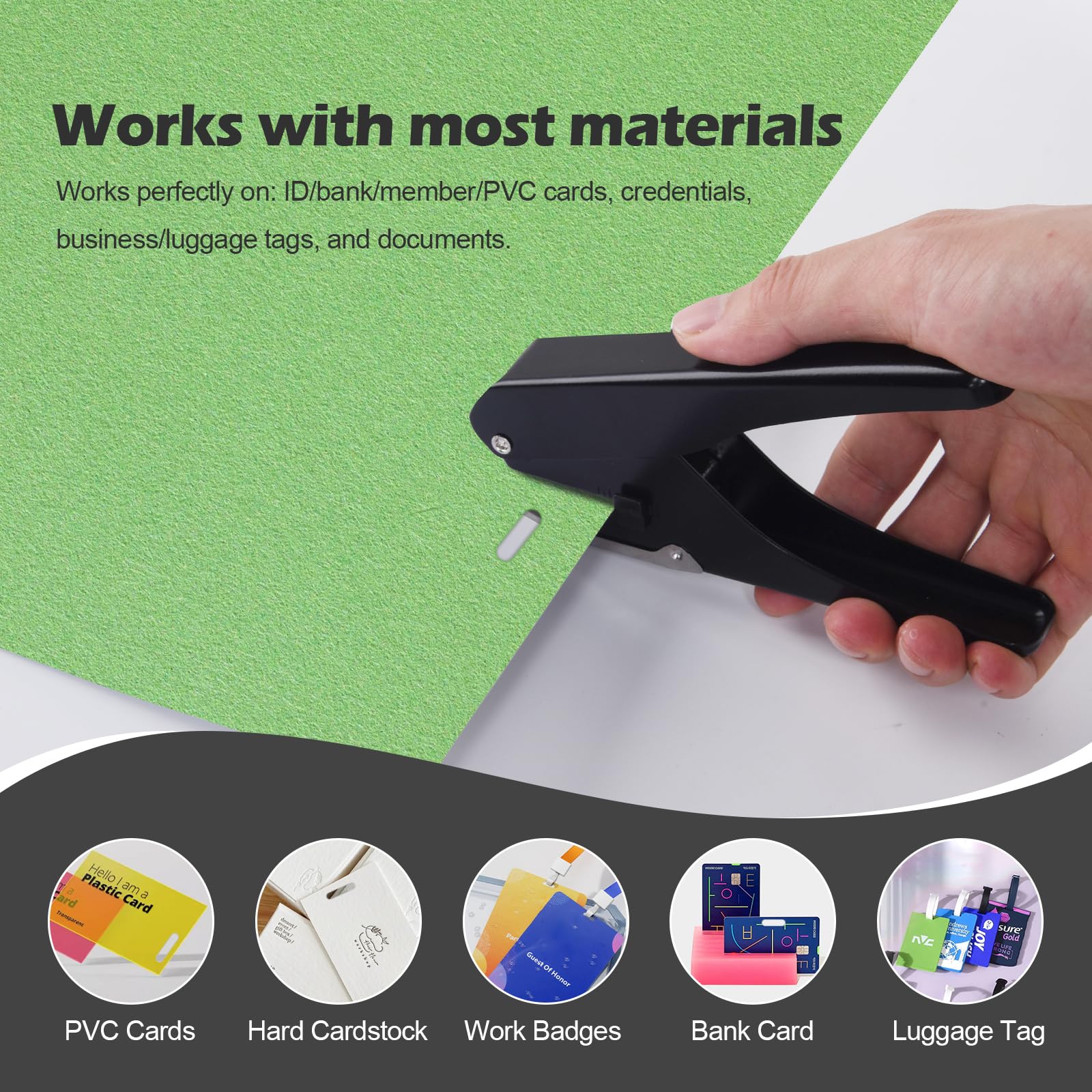 Heavy-Duty Slot Punch, Handheld Badge Hole Puncher, All Metal ID Card Puncher, Slotting Punch Tool for PVC ID Card, Luggage tag, Name Tag and Badge Holder