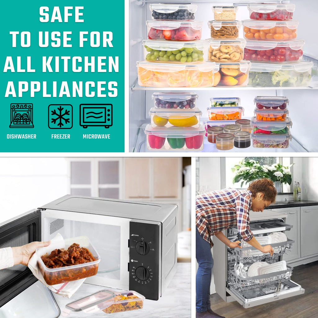 RockBerry 50 Pcs Large Food Storage Containers with Lids Airtight-85 OZ to Small Containers-Total 526 Oz BPA Free Plastic Stackable Containers For Pantry kitchen Organization, Microwave Safe