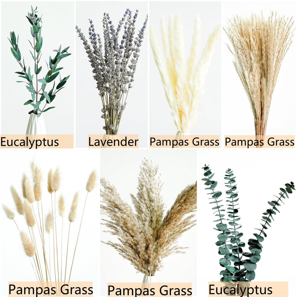 Green Pampas Grass Boho Bouquet – Exquisite Lavender and Eucalyptus Dried Flower Arrangements for Western Boho Decor – Rustic Flowers for Your Bohemian Home, Bedroom, and Wedding Table Décor
