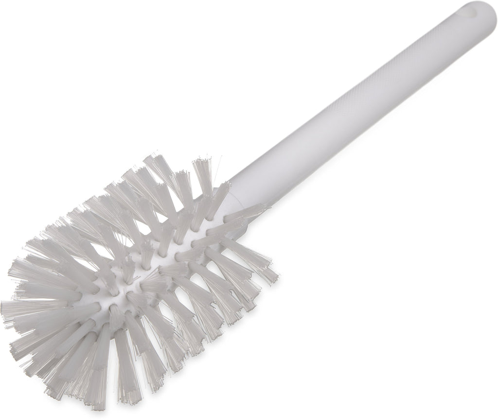 Carlisle FoodService Products Plastic Dish Brush with Handle, Soak Proof, Scrub Brush with Break Resistant Handle for Cleaning, 12 Inches, White