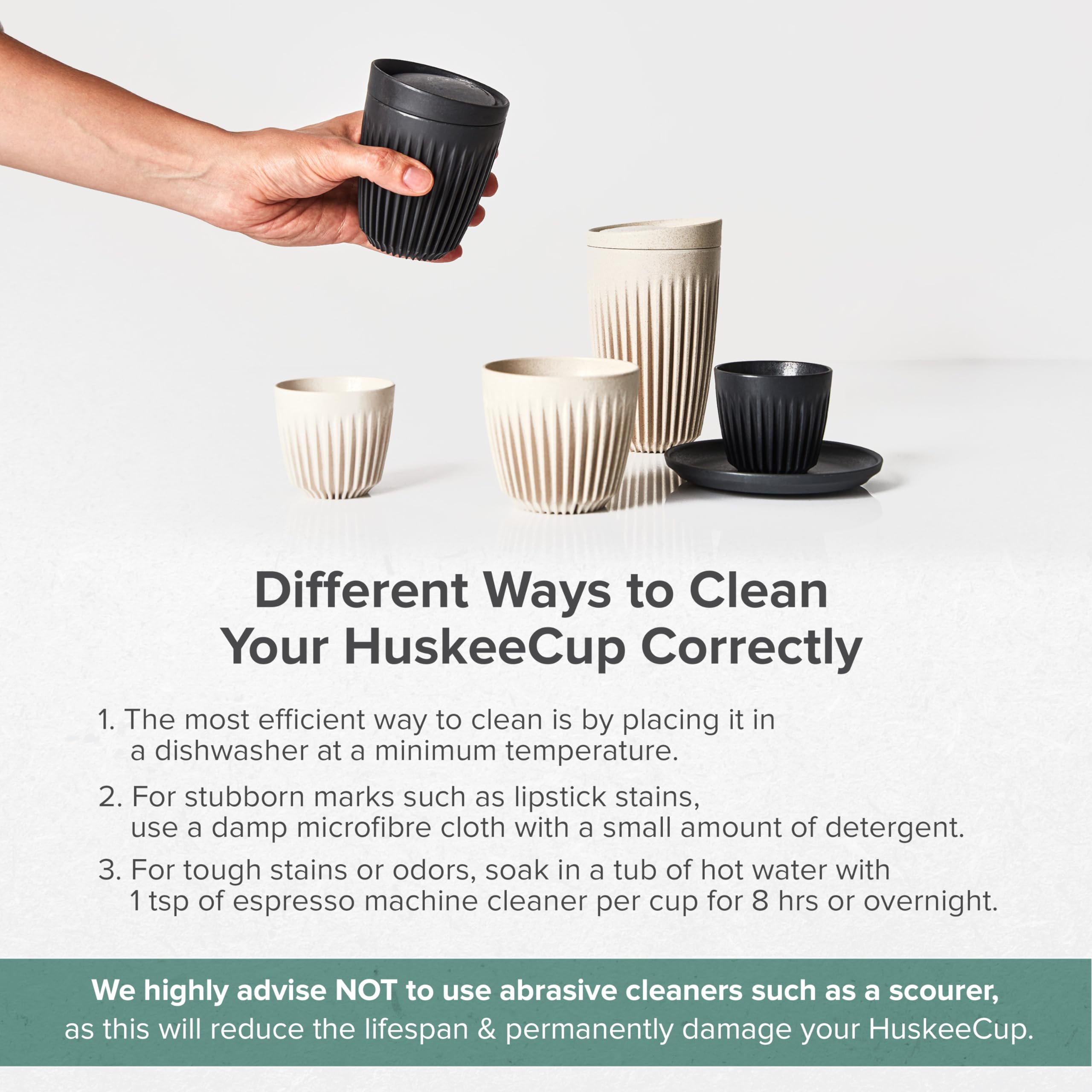HUSKEE Coffee Cups with Lids - Reusable Coffee Cup with Unique Fins for Espresso, Cappuccino, Americano, Mocha - Insulated & Portable Latte Cups Made with Repurposed Coffee Husks (Natural, 16oz)