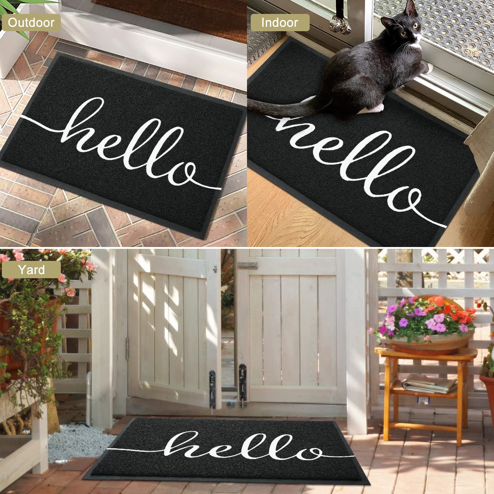 Colorxy “Home” Door Mat, Dirt Trapper Doormats Non-Slip Low Profile Durable Door Mat for Outdoor, Indoor, Entrance, Patio, Front Back Door, 30" x 17.5", Black