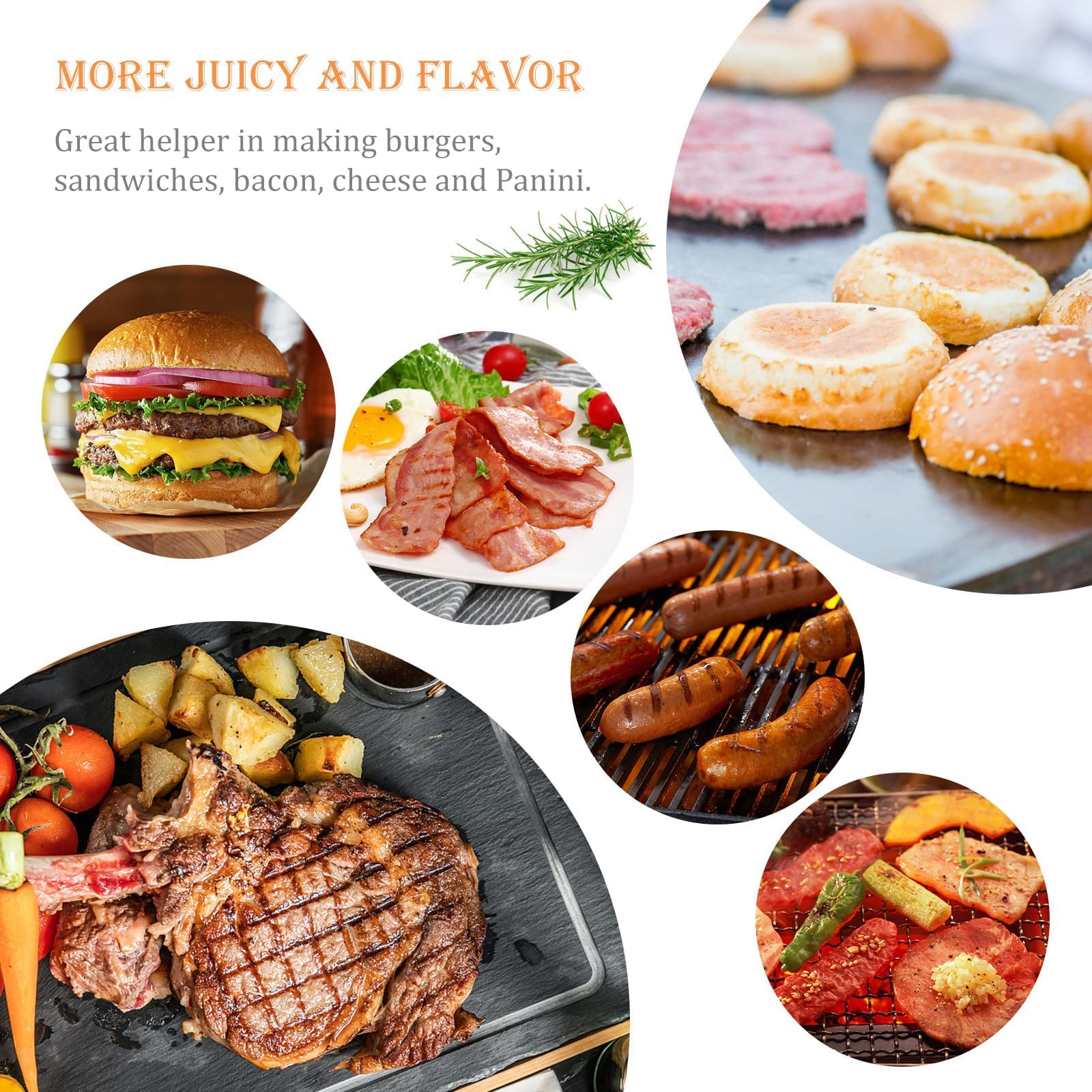 ONEDONE Burger Press Stainless Steel Smash Burger Press 5.5 inch for Griddle w/Seasoning Shaker & 100 Patty Paper, Burger Iron Grill Press Griddle Accessories Kit Griddle Cooking