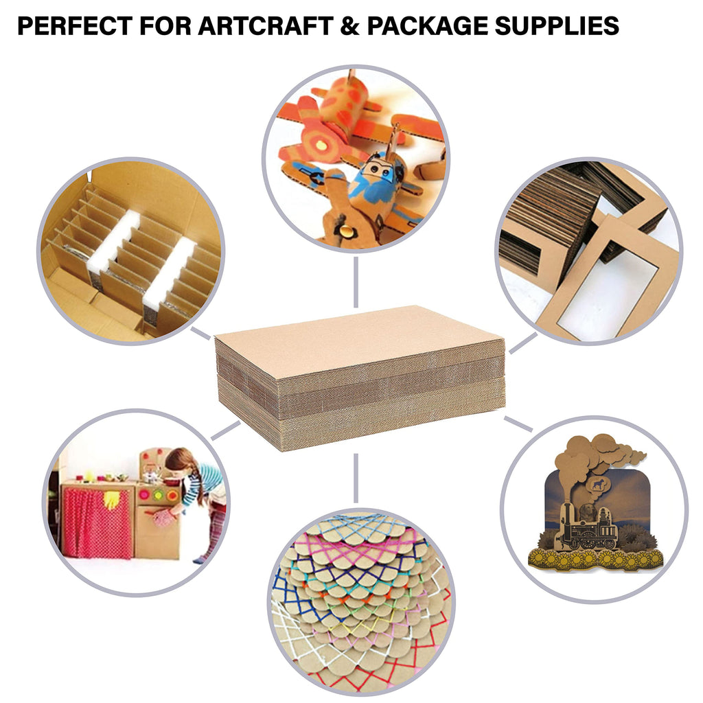 50 Packs 8.5x11 Inch Cardboard Sheets, Premium Brown Kraft Corrugated Cardboard Backing and Corrugated Inserts Bulk for Shipping, Mailing,T-Shirts, DIY Décor and Crafts