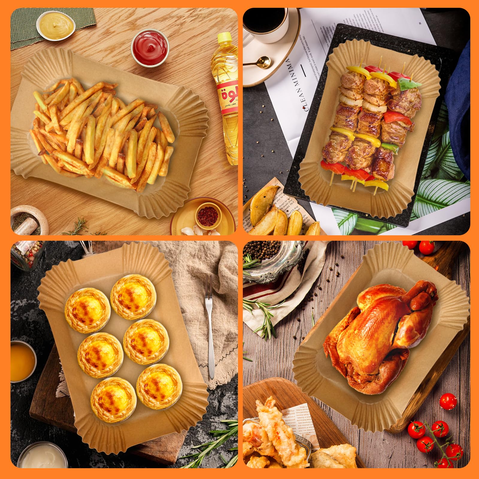 200PCS Air Fryer Liners for Ninja: Higher Non-Stick Disposable Parchment Paper Liner for Ninja DZ201/DZ401 Dual Airfryer Baking - Food Grade Ninja Air Fryer Accessories - Rectangle 8.6 x 5.5 inch