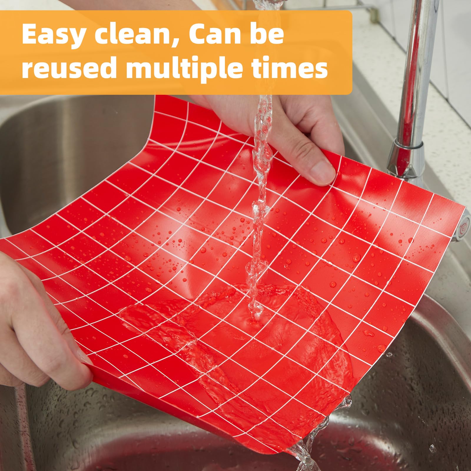 EuChoiz Silicone Baking Mat Roll 16IN*5FT, Non-Slip, Non-Stick, Reusable, Free Cutting, Oven Liner, Counter Mat, Freeze Dryer Mat, Red