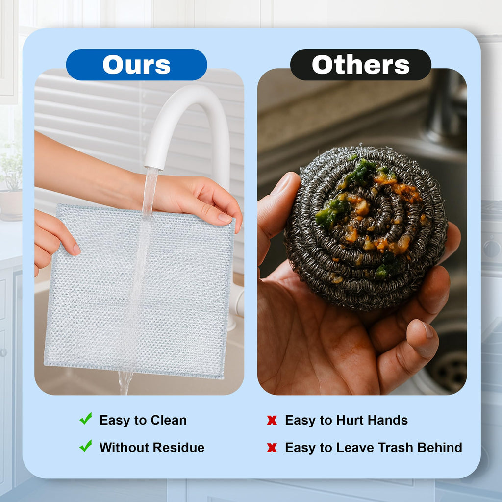 36 Pcs Cleaning Cloths for Wet & Dry, 20 x 20cm Non Scratch Steel Wire Dishwashing Rag, Double Sided Mesh Metal Dish Cloth, Multipurpose Wire Miracle Cleaning Cloths for Kitchen, Cookware, Dishes