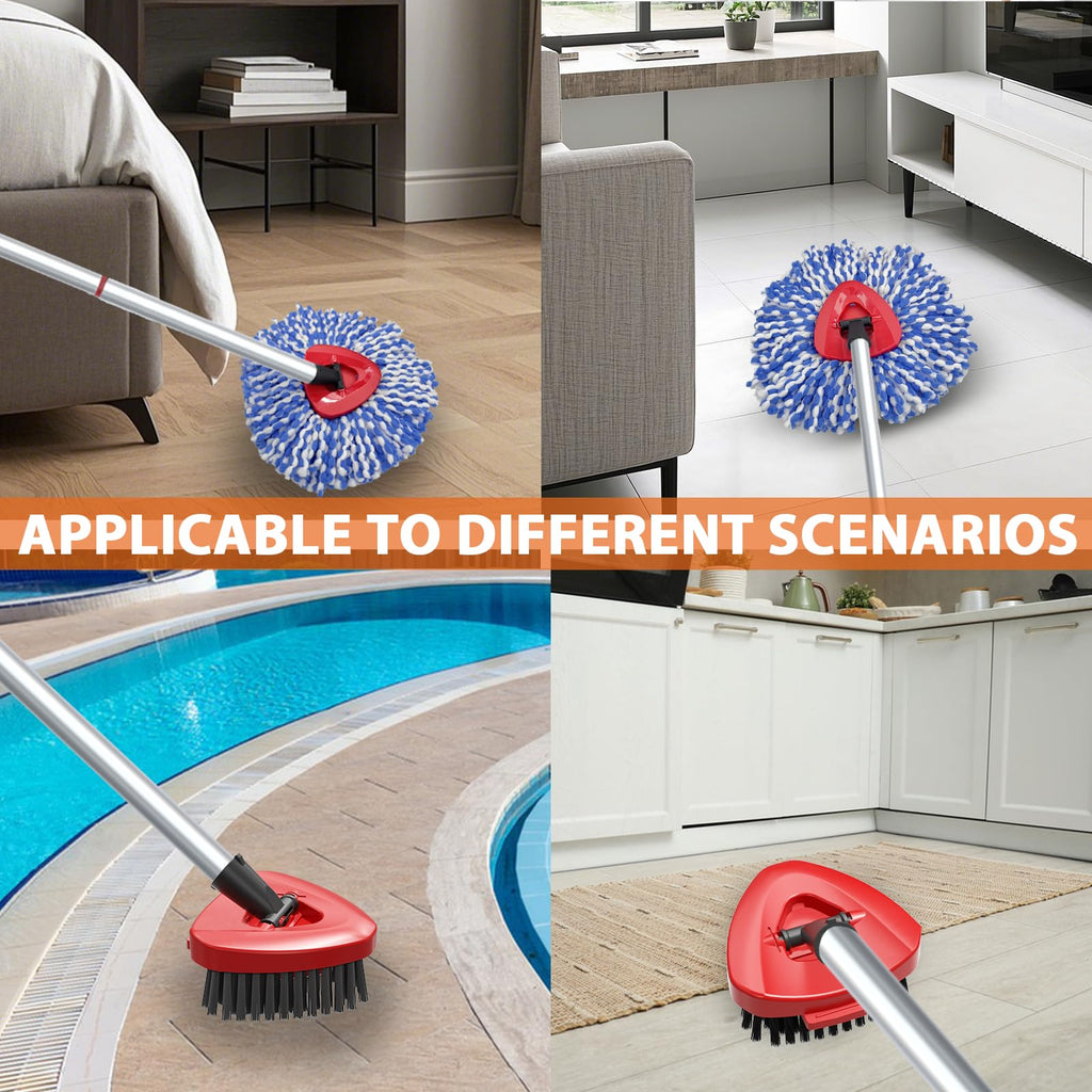 Fatmass Spin Mop Head Replacement for Vileda RinseClean 2-Tank System,2 Mop Replace Heads + 1 Upgrade Scrubber Brush, 100% Microfiber Mop Refills Deep Cleaning Machine Washable