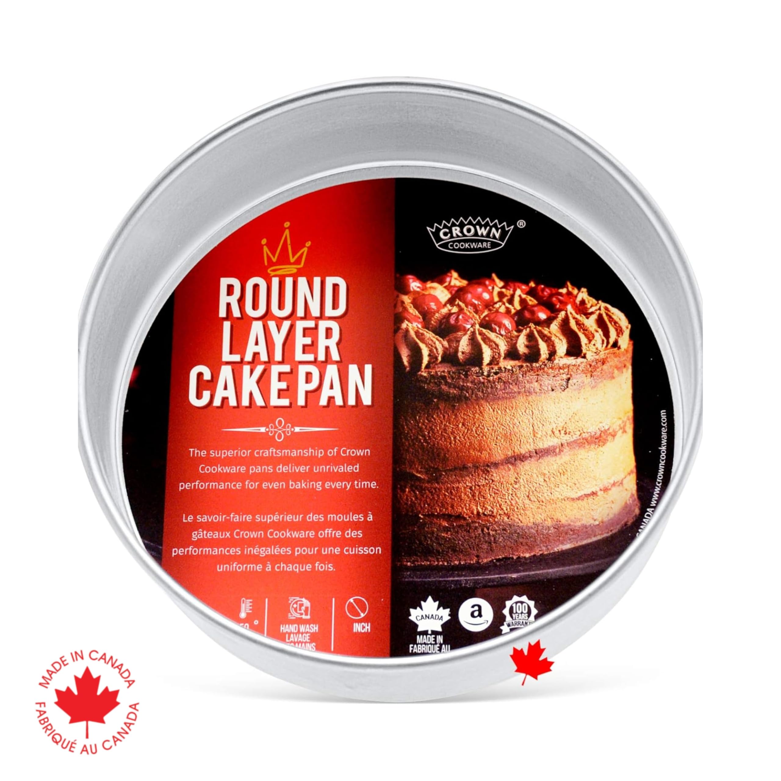 Crown 10 inch Cake Pan, 2" Deep, Heavy Duty, Even-Heating, Pure Aluminum, 25 CM Cake Pan