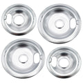 316048413 and 316048414 Chrome Stove Burner Drip Pans Replacement Compatible with Frigidaire Whirlpool Electric Range Include 2 x 6 in, 2 x 8 in