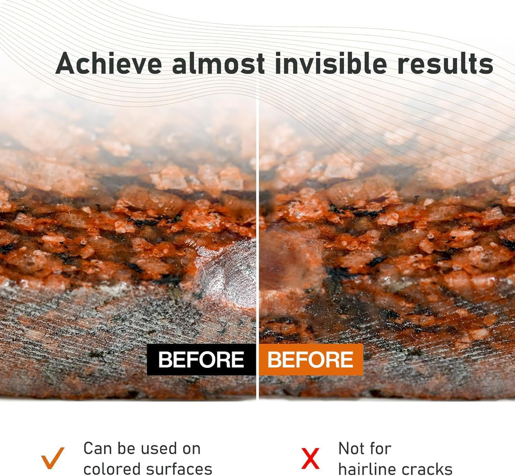 Granite Countertop Repair Kit (Clear Color + Polisher) - Made by Engineers I Also for Marble, Quartz, Acrylic, Fiberglass, Porcelain, Tile & Ceramic Surfaces I Easy Process & Quick Results