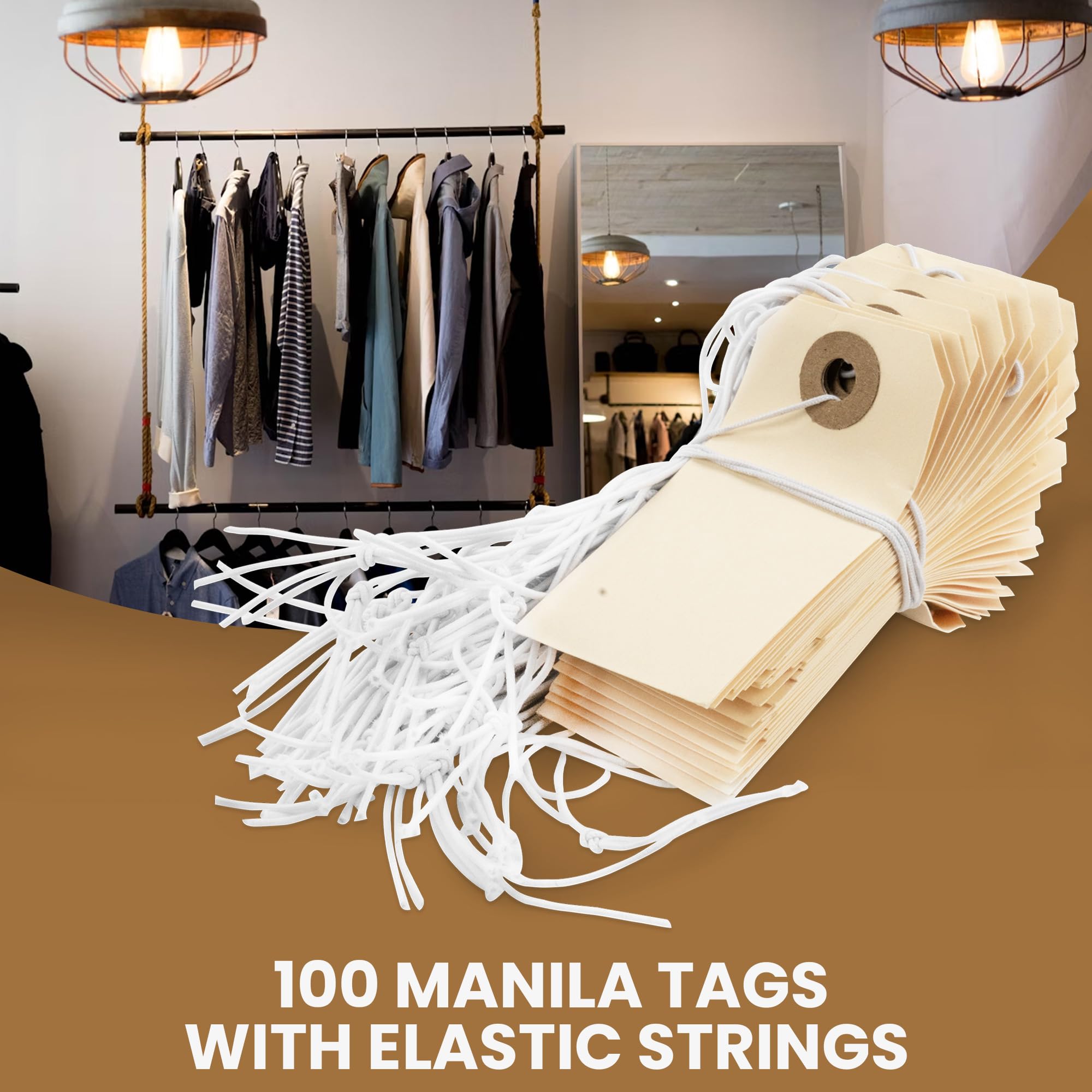 Perco Manila Shipping Tags #1 7x3.5 cm with Elastic, Box of 100