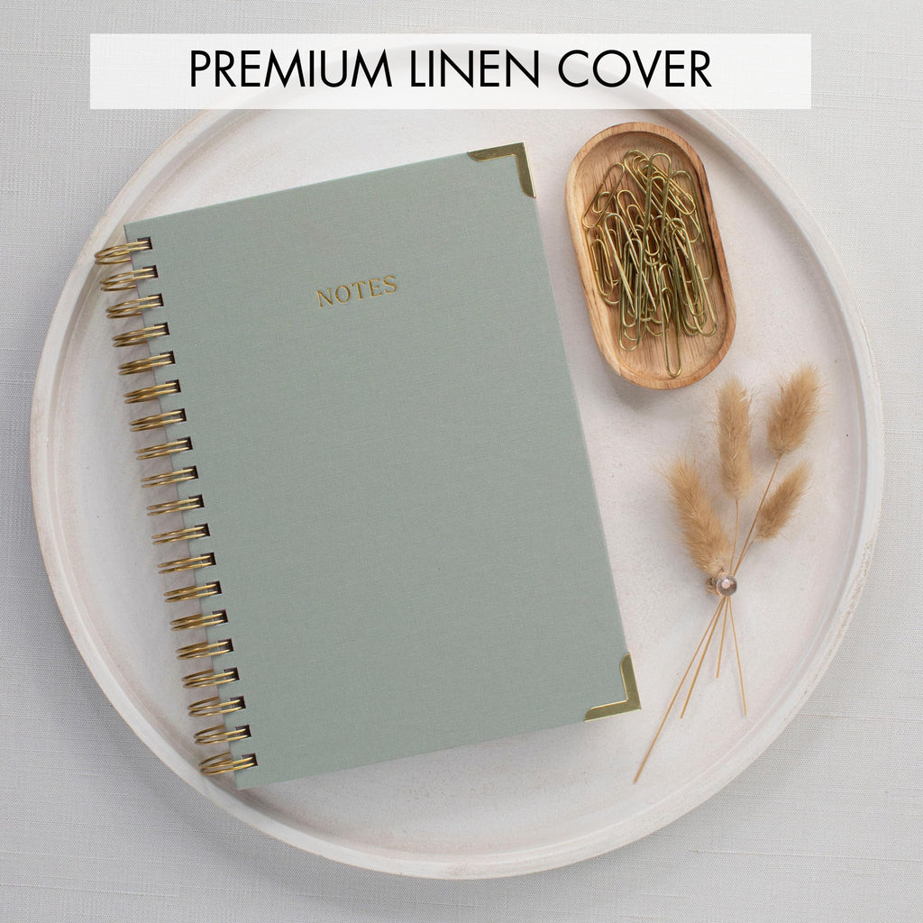 Aesthetic Thick Spiral Notebook Journal For Women in B5 Format - Modern Linen Hardcover College Ruled Note Book With 300 Lined Pages - Perfect For Writing And Staying Organized at Work or School