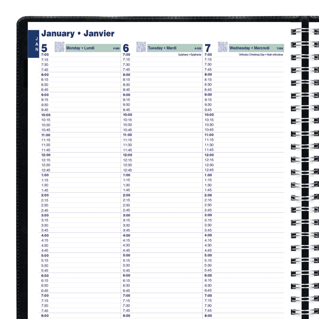 Blueline® 2026 Essential Weekly Planner, Appointment Book, 12 Months, January to December, Twin-Wire Binding, 11" x 9.0625", Black, Bilingual (C5950.81BT-26)