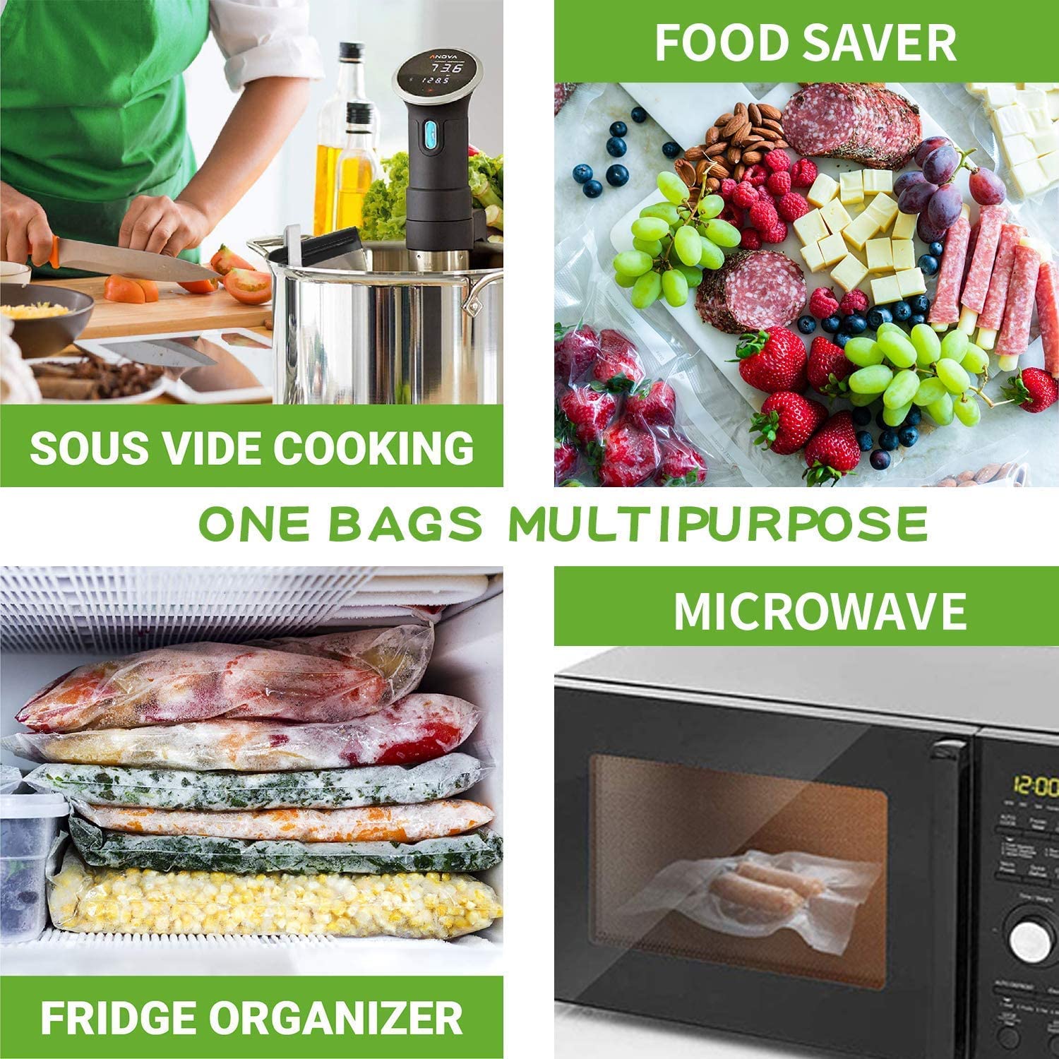 8''x50' Vacuum Sealer Bags for Food Saver (2 Pack), Commercial Grade Sealer Saver Rolls for Meal Prep or Sous Vide, BPA Free, Heavy-Duty
