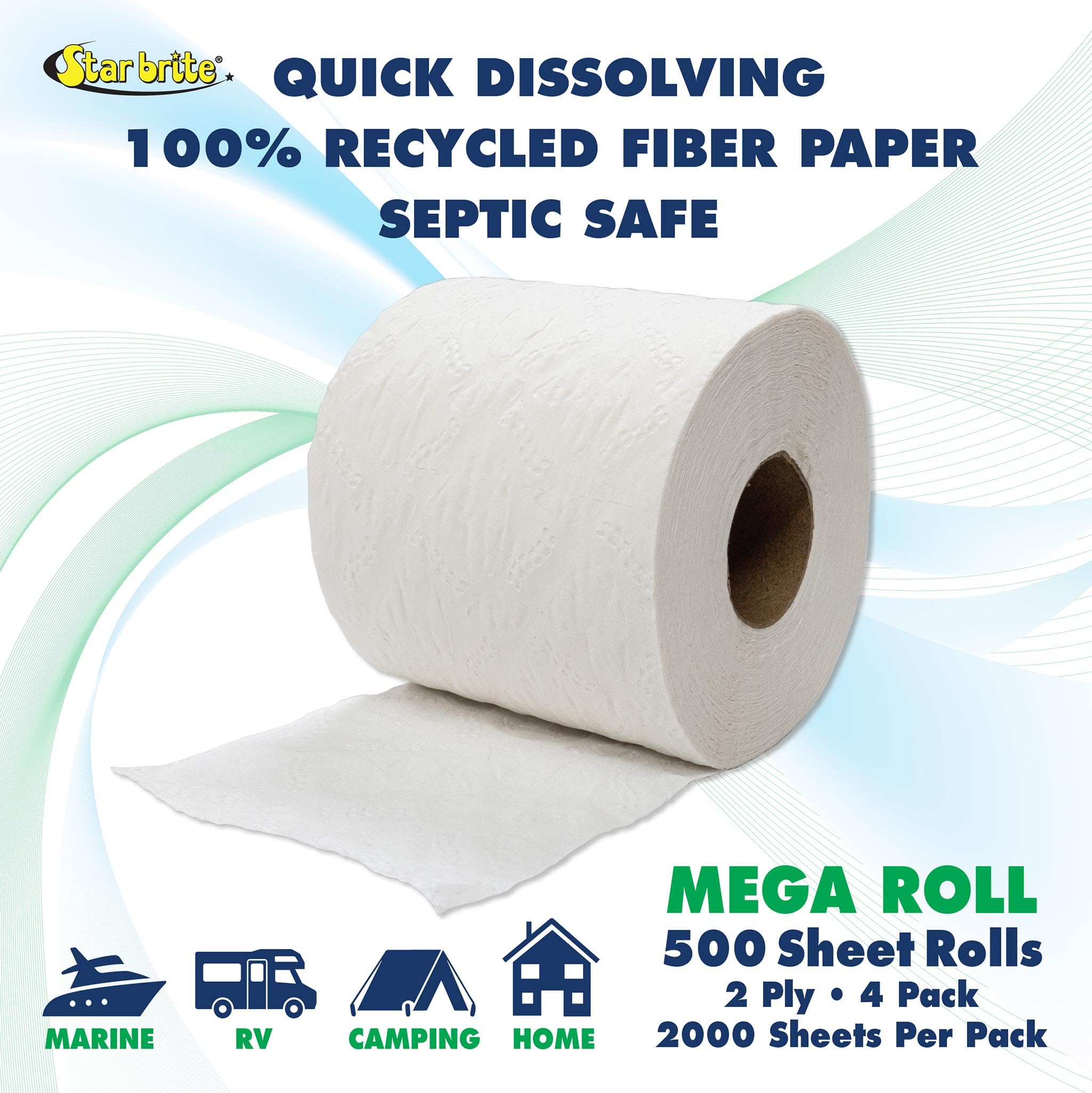 Star brite 071850 Toilet Tissue Marine/RV 2ply (500/S), 4 Pack