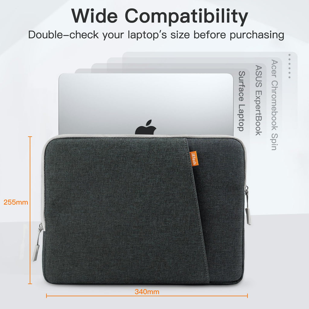 JETech Laptop Sleeve for 13-14Inch MacBook Neo (A18 Pro), MacBook Air/Pro (M1-M5) 2020-2026, 13-13.6 Inch Notebook, Waterproof Shock Resistant Bag Case with Accessory Pocket (Dark Grey)