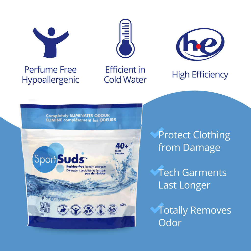 Sport Suds Detergent, 500g Zipper Pouch, 40+ Loads