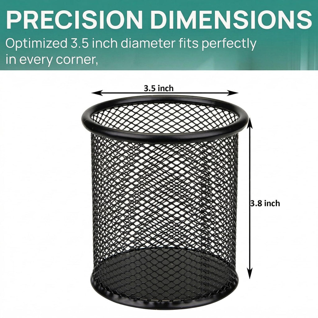 Nicunom 12 Pack Metal Pen Holder Mesh Pencil Holder Desk Organizer Mesh Round Pen Cup Pencil Cup for Desk Office Pen Organizer, Black