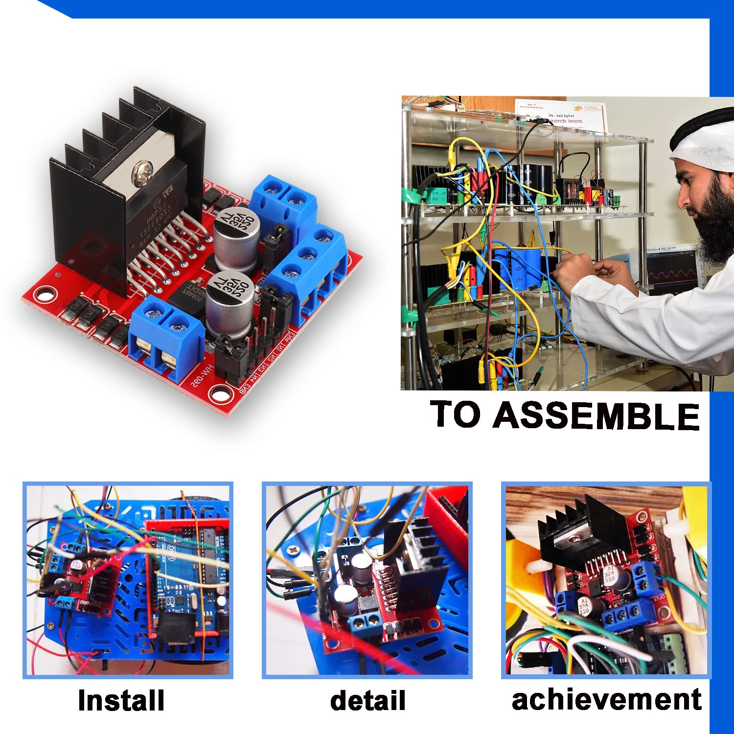 BOJACK L298N Motor DC Dual H-Bridge Motor Driver Controller Board Module Stepper for Arduino Intelligent Car Power UNO MEGA R3 Mega2560 with 4pcs